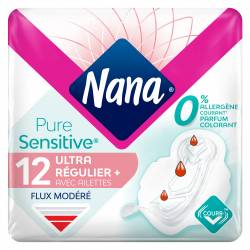 SERVIETTE HYGIENE PURE SENSITIVE NANA 12 BOÎTES DE 12 SACHETS