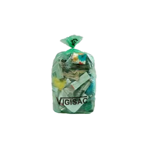 SAC À DÉCHETS VIGISAC 110L BD 38µ VERT TRANSLUCIDE X250