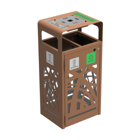 CORBEILLE DE TRI SELECTIF CYBEL 2X60L AVEC CENDRIER